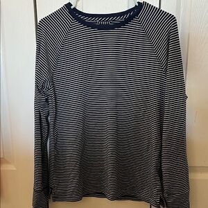 Lands' End Navy and White Striped Top